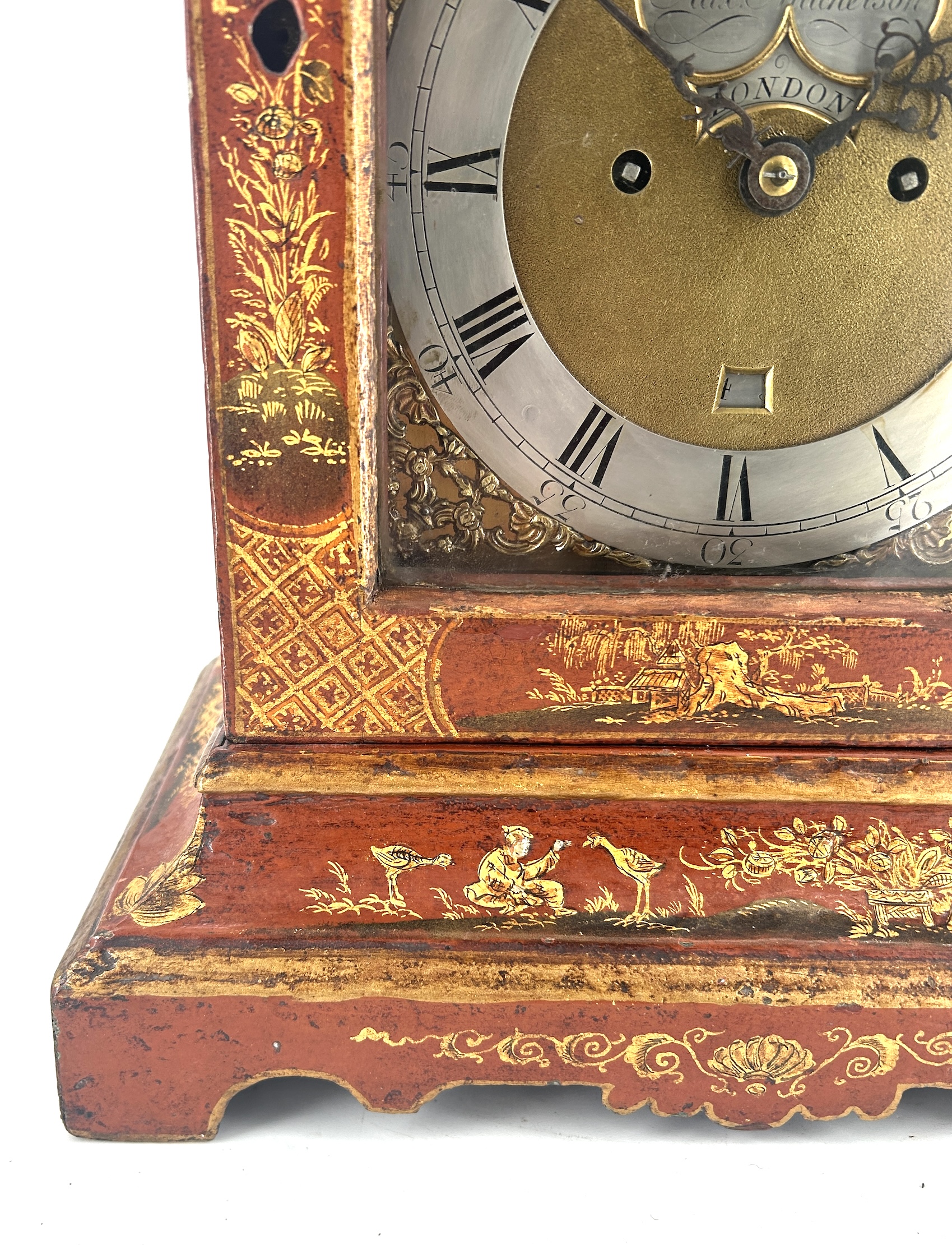 Outstanding Red Chinoiserie English Verge Twin Fusee Bracket Clock – Ca 1760 - Image 6